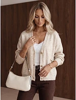 Dámský kardigan s kapsami, vanilková barva, FashionStreet MY2578
