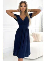 425-8 MATILDE Šaty s výstřihem a krátkými rukávy - GRANITE se třpytkami 425-8 MATILDE Šaty s výstřihem a krátkými rukávy - GRANITE se třpytkami