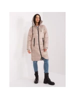 Dámská zimní bunda béžová prošívaná SUBLEVEL s délkou ke kolenům (D50048X44518B3)