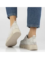 Kožené boty na platformě se stříbrnými květy DP6846 Filippo