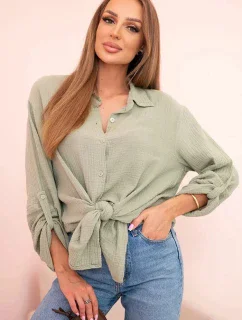 Bavlněná mušelínová košile oversize světlá khaki