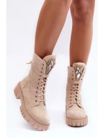 kožené workery s bižuterní ozdobou Bežové Marx kožené workery s bižuterní ozdobou Bežové Marx