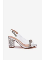 Průhledné Sandály Na Podpatku D&A MR51-705 Stříbrné