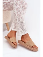 Dámské Pantofle Na Platformě Z Eko Semiše Tmavě Béžové Jorina