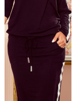 Černé sportovní dámské šaty s kapsičkami a lampasy 13-124