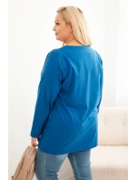 Dámská blůza Plus Size bavlněná s kulatým výstřihem chabrová Dámská blůza Plus Size bavlněná s kulatým výstřihem chabrová