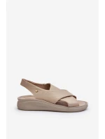 kožené sandály na klínu Černé Morgan