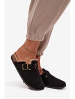 Dámské pantofle s kožešinou s klipem Černé Sylisse