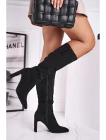 Dámské kozačky Na Vysokém Podpatku Eko-Semišové Černé Truly Love