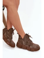 Dámské nízké semišové kotníkové boty na platformě Big Star – béžové