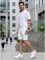 Pánské teplákové kraťasy se šňůrkou, bílé, FashionStreet SX2630