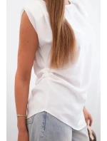 Elegantní dámská halenka s volánky a asymetrickým střihem ecru