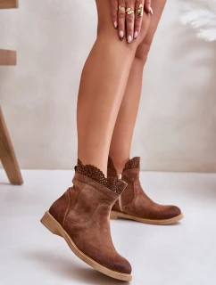 Nízké Dámské Boty Na Ploché Podešvi Zamszové Lewski 3624 Hnědé