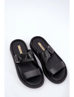 Kožené Dámské Sandały Na Platformě Černé Zazoo 3024