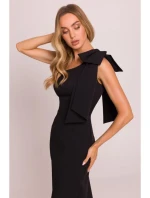 M847 Šaty na jedno rameno s mašlí - černé