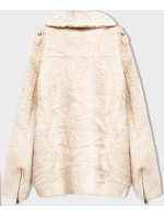Krátká vlněná bunda typu "alpaka" v ecru barvě (553)
