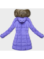 Dámská zimní bunda v lila barvě s kožešinovou podšívkou (LHD-23063)