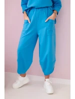 Bavlněná mikina kalhoty set tyrkys Bavlněná mikina kalhoty set tyrkys