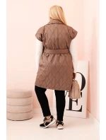 Dámská vesta Plus Size prošívaná s páskem a límcem fango