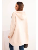 Dámská mikina s kapucí a zipem, béžová