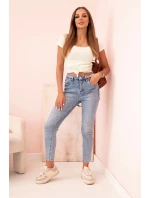 Dámská klasická bavlněná blůza s krátkým rukávem modrá