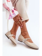 Dámské kožené baletky na ploché podrážce Laura Messi 2774 béžové Dámské kožené baletky na ploché podrážce Laura Messi 2774 béžové