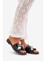 Pantofle S Dekorací Přírodní Kůže Zazoo 3574/Z Černé