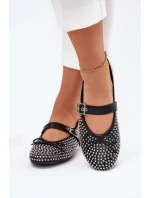 Zdobené baleríny s mašlí a páskem černé Zdivisa