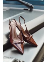 Lakované lodičky na podpatku s mašličkou bordó Olvena Lakované lodičky na podpatku s mašličkou bordó Olvena