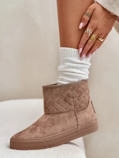 Kotníkové sněhule na zip zateplené kožíškem Big Star béžové