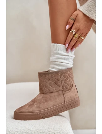 Kotníkové sněhule na zip zateplené kožíškem Big Star béžové Kotníkové sněhule na zip zateplené kožíškem Big Star béžové