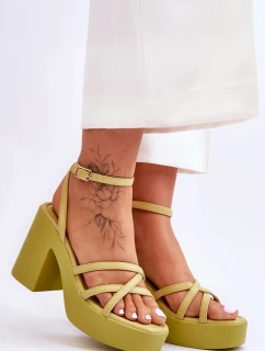 Módní sandály na vysokém podpatku s pásky limetove Shemira