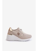 Dámské kožené tenisky na podpatku béžové S.Barski LR810