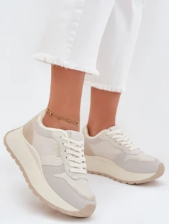 Zateplené dámské sneakersy na platformě Big Star SS274008 HI-POLY SYSTEM světle béžové