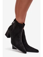 Dámské botky na podpatku s vázáním Halisse – černé