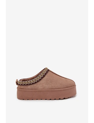 Dětské/módní sněhule s výšivkou na platformě Jolisse – khaki