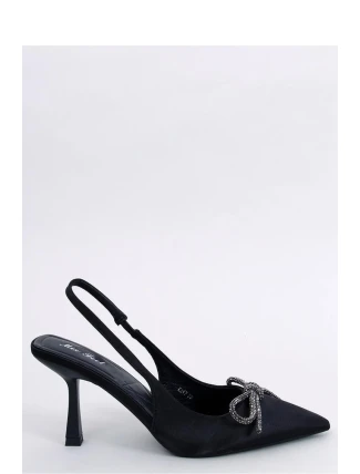 Dámské saténové lodičky s otevřenou patou K217 Černá - Mix Feet Dámské saténové lodičky s otevřenou patou K217 Černá - Mix Feet