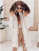 Dámská zimní bunda parka s kapucí světle béžová FashionStreet TY5083 Dámská zimní bunda parka s kapucí světle béžová FashionStreet TY5083