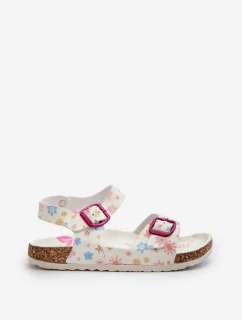 Dětské sandály s květinami a sponami bílé Memoria