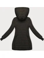 Dámská bunda v army barvě s kapucí pro přechodné období (2M-017)