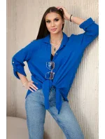 Bavlněná mušelínová košile oversize chrpově modrá Bavlněná mušelínová košile oversize chrpově modrá