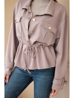 Dámská rozepínací mikina s tkaničkou a kapsami máslová fango