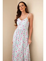 Dámské maxi šaty s květinovým vzorem na ramínkách se zavazováním na zádech mentolová Dámské maxi šaty s květinovým vzorem na ramínkách se zavazováním na zádech mentolová