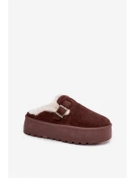 Dámské sněhule Jessina na platformě s kožešinou a sponou – čokoládové