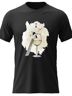 Dámské bavlněné tričko s potiskem - SKOK DO VÍNA - černé