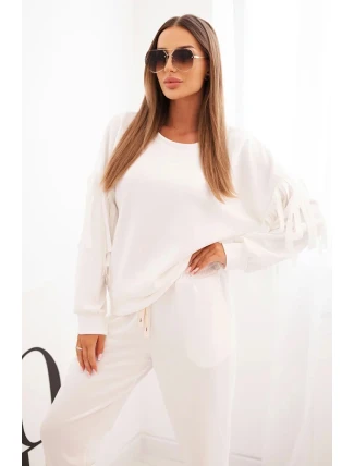 Dámský souprava máslová s třásněmi na rukávech ecru