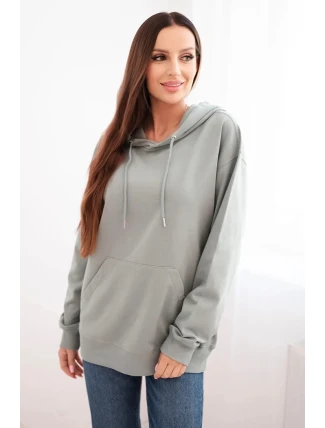 Dámská mikina s kapucí a klokankou z bavlny tmavě mátová Dámská mikina s kapucí a klokankou z bavlny tmavě mátová