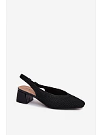 Materiálové dámské sandály na podpatku Černé Marcelle