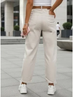 Dámské džíny mom fit s vysokým pasem a páskem béžové FashionStreet UY2918