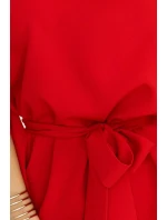 287-35 SOFIA Motýlí šaty se zavazováním v pase - ČERVENÉ